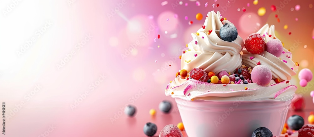 Poster Ice cream sundae. with copy space image. Place for adding text or design