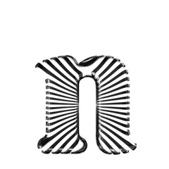 White symbol with black ultra thin horizontal straps. letter n