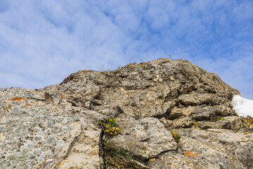 Beautiful landscape with hills and rocks. Background with selective focus and copy space