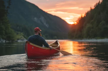 Foto op Canvas Sunset canoe journey © Victoria