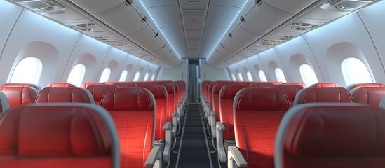 Fototapeta premium Airplane rules for safety on board Airplane boarding instructions. with copy space image. Place for adding text or design