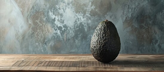 Central African avocado on a wood table Organic avocado with blemishes spots and imperfections Space for text. with copy space image. Place for adding text or design - obrazy, fototapety, plakaty