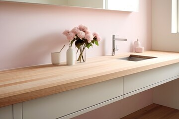 Wooden Board Floating Vanity: Pastel Tones Bathroom Designs