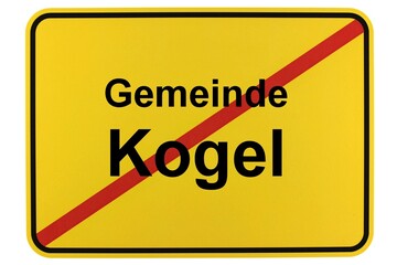 Illustration eines Ortsschildes der Gemeinde Kogel in Mecklenburg-Vorpommern