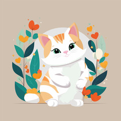 Cat cartoon character. Flat vector illustration.