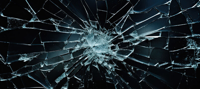 Broken Glass Texture. Isolated on black background