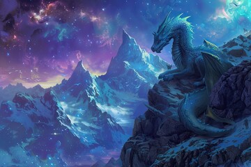 A mythical realm where the mountains reach into the stars and dragons roam freely perfect for a fantasy novel illustrator