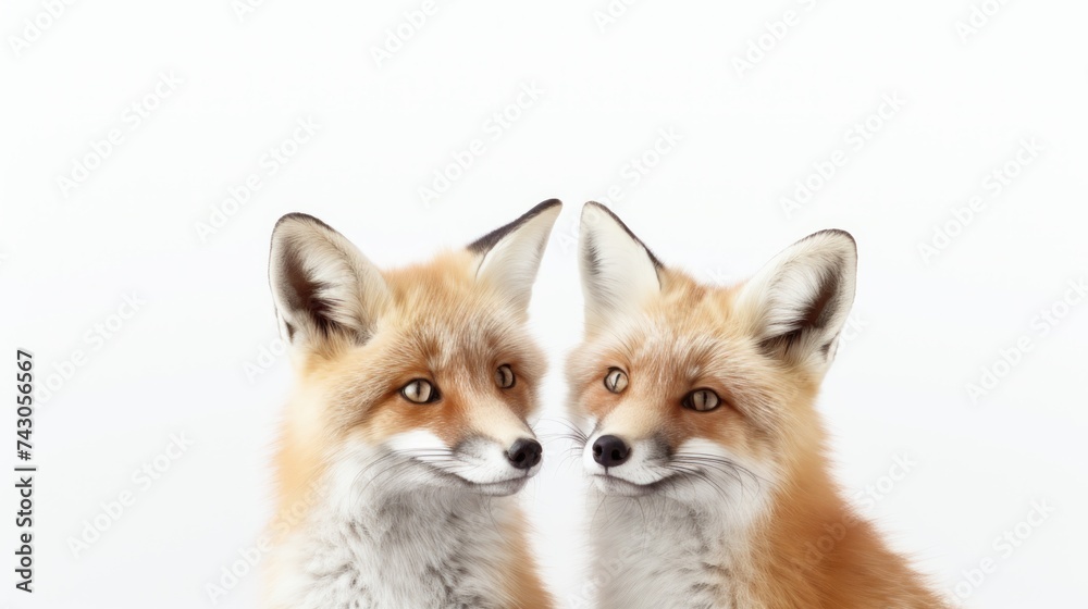 Poster Generative AI Cunning foxes in an attentive pose.
