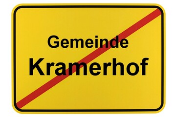 Illustration eines Ortsschildes der Gemeinde Kramerhof in Mecklenburg-Vorpommern