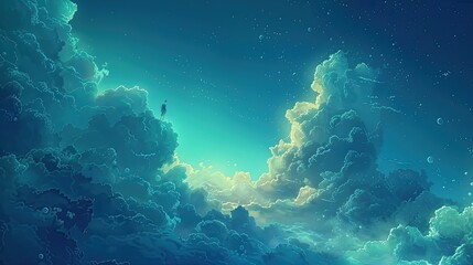 An ethereal backdrop background that showcases the paradox of an underwater sky illustrated with the precision of a 3D animator creating a unique scene that blurs the line between reality and - obrazy, fototapety, plakaty