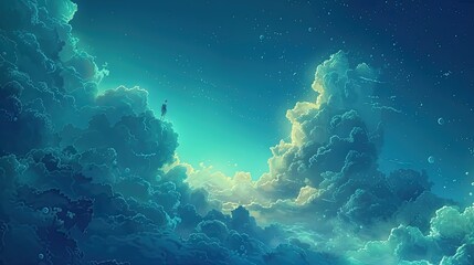 Obraz premium An ethereal backdrop background that showcases the paradox of an underwater sky illustrated with the precision of a 3D animator creating a unique scene that blurs the line between reality and