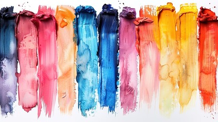 Colorful vector watercolor brush strokes. A bright explosion of shades
