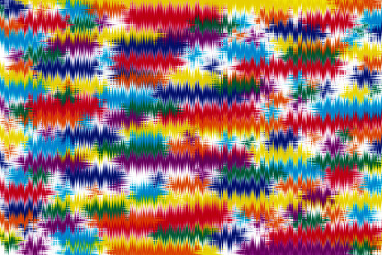 Colorful horizontal zigzags fill the background. Abstract bright texture with zigzags. Illustration.
