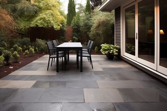 Flat Stone Rustic Minimalist Patio Designs: Outdoor Inspiration