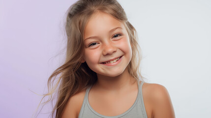 Solid Lavender Bliss: Happy Girl in Swimwear
