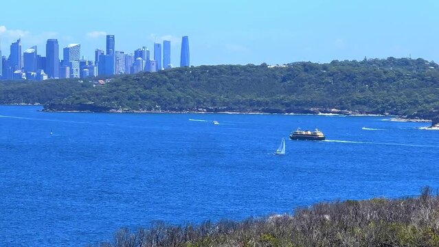 Sydney Harbour viewed from North Head Manly views of South Head Sydney CBD Mosman circular quay double bay north Sydney Taronga zoo  yacht ferry speed boats rock cliffs NSW Australia