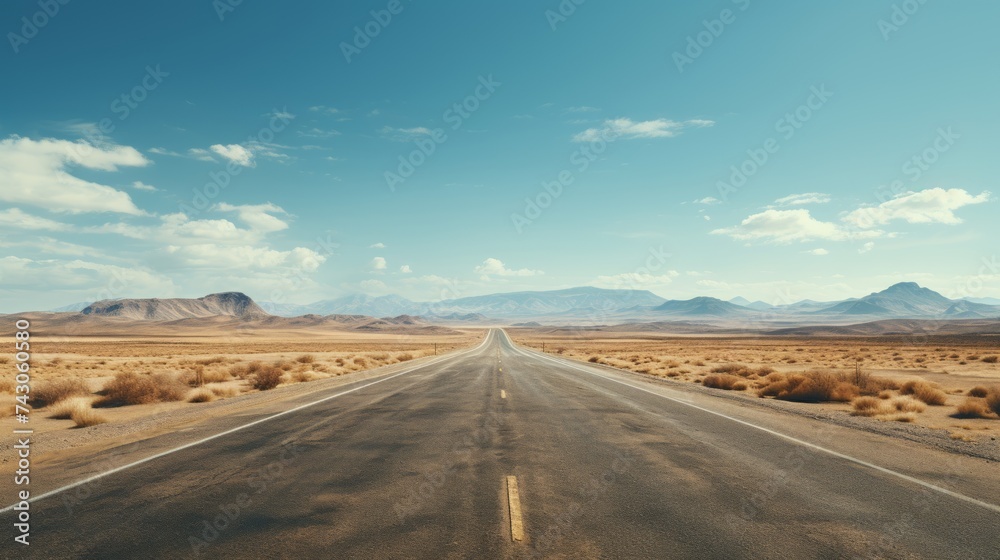 Poster Generative AI Empty Highway in Arid Landscape