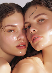 Drugcore Aesthetic with Two Women in Shiny Glossy Beauty Pose
