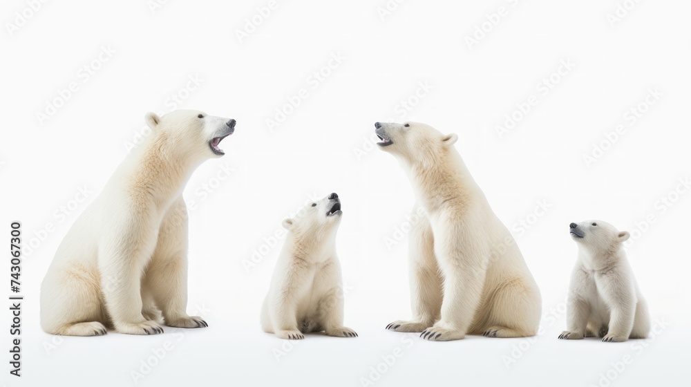 Poster generative ai majestic polar bears in various poses.
