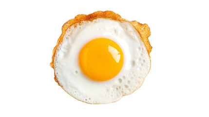 Fried egg isolated on transparent background. Top view.