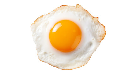 Fried egg isolated on transparent background. Top view.