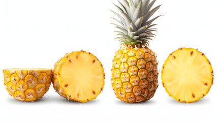 slices of pineapple isolated on a white background
