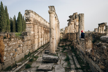 ancient basilica in antique city Hierapolis, Pamukkale, Turkey