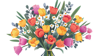 Obraz na płótnie Canvas Beautiful romantic flower spring bouquet cartoon