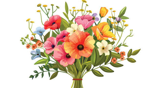 Beautiful romantic flower spring bouquet cartoon