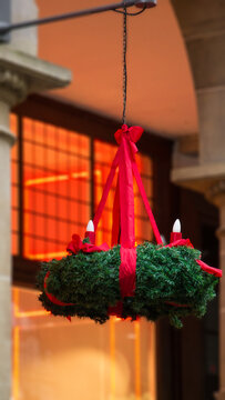 Advent wreath during the christmas pre-season hanging. High quality photo