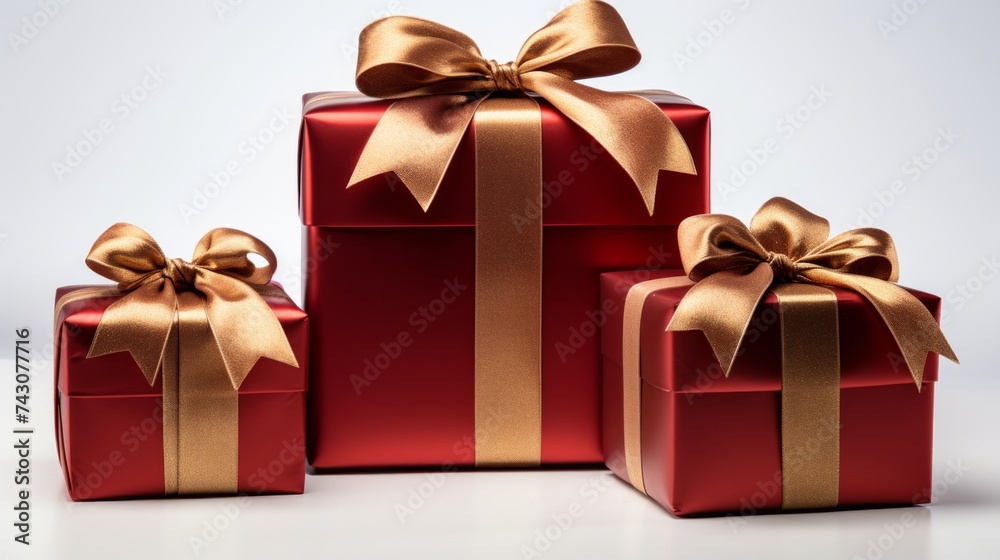 Poster generative ai scarlet ribbon and gold bow in various sizes