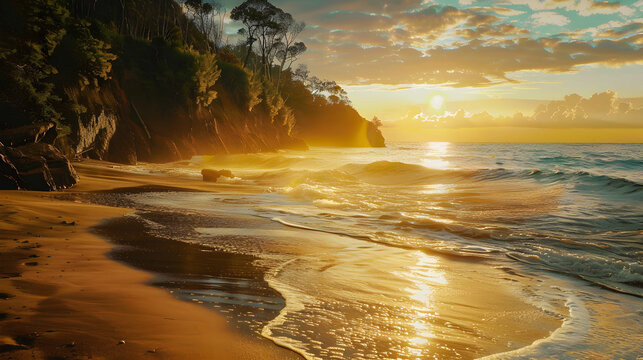 sunset over the river 3d image,
Beautiful tropical pacific ocean coast in costa rica
