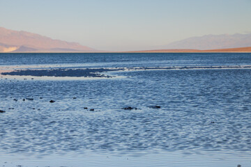 Lake Manly and salt flats at Badwater Basin in Death Valley National Park, California