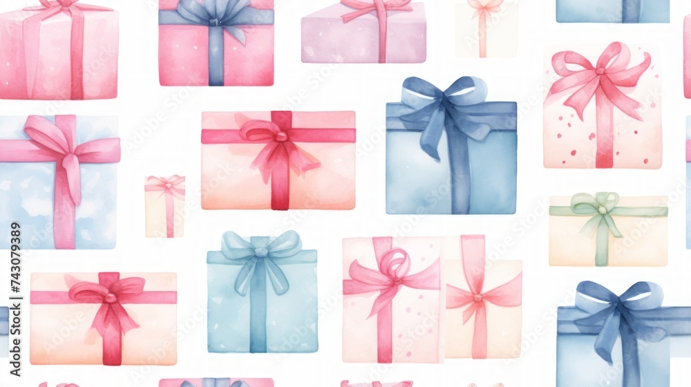 Aufkleber generative ai simple aquarelle gift boxes pattern