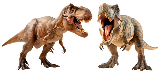 Dinosaur collection. Tyrannosaurus with open mouth. Isolated on a transparent background.