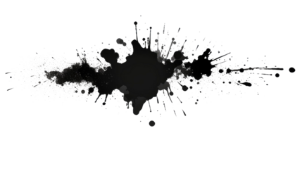 Black and white grunge ink splat isolated a transparent or white background