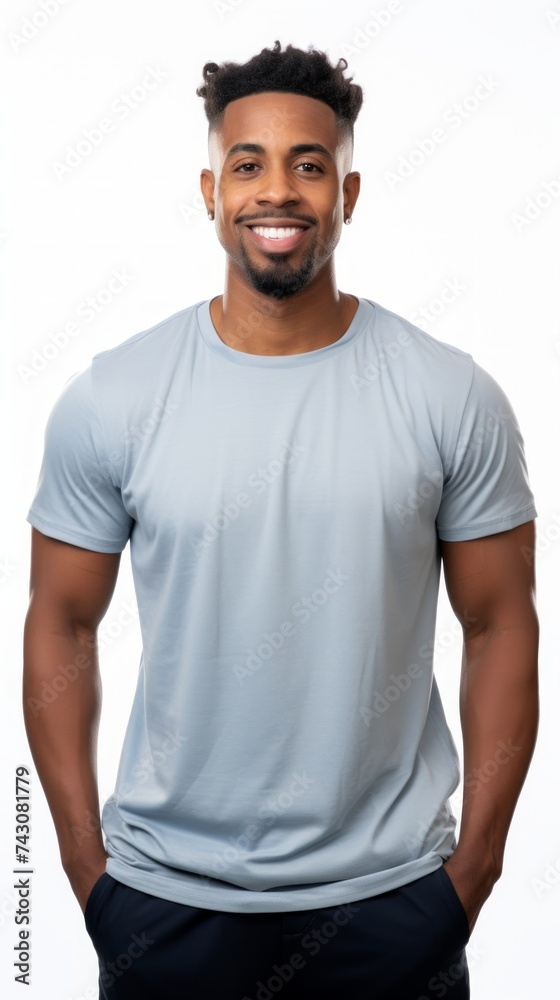 Aufkleber Stock image of a man in workout clothes on a plain white background Generative AI