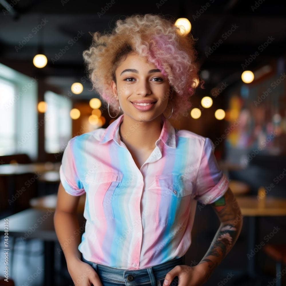 Poster stock image of a transgender person in a confident pose, representing gender diversity and inclusion