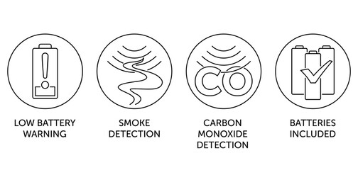 Carbon Monixide detector icons in thin line - obrazy, fototapety, plakaty
