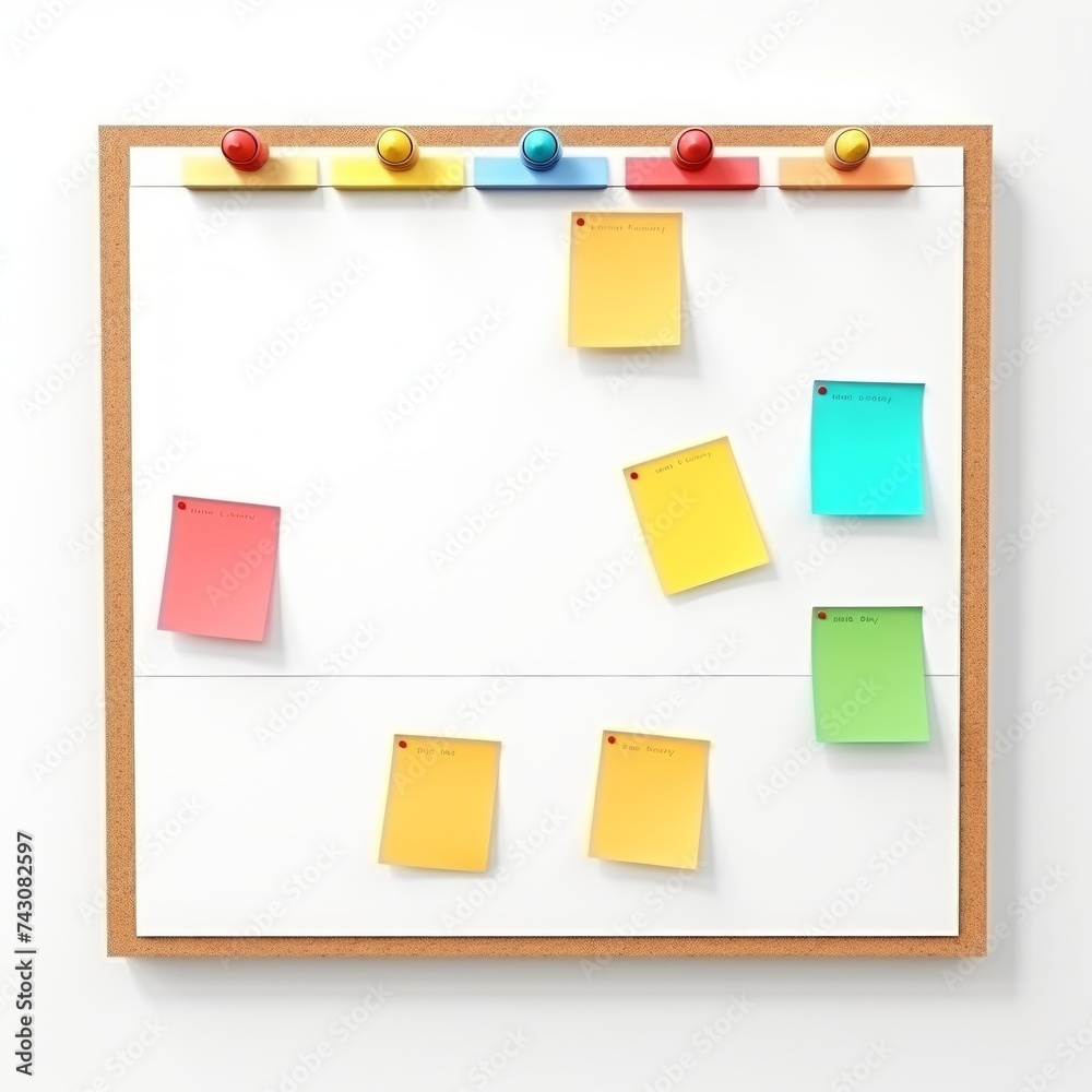 Poster stock image of an office bulletin board on a white background, informative, display and organization