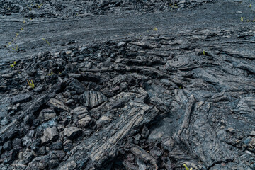 Pāhoehoe lava with ʻAʻā lava. Mauna Ulu Lookout. Chain of Craters Rd. Hawaiʻi Volcanoes...