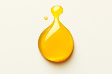 Macro photography close up of yellow liquid drops oil on a white background