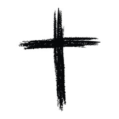 Hand drawn cross vector. Vector cross. The cross is made with a brush. - obrazy, fototapety, plakaty