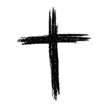 Hand drawn cross vector. Vector cross. The cross is made with a brush.