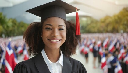 woman engaged in a heartfelt, first-time public speaking event, a candid coming of age moment filled with genuine emotion, graduation, event 
