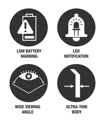 Low Battery, Ultra-thin, Wide Angle, Led Notice