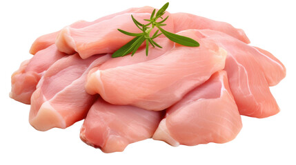 Raw chicken meat isolated on transparent a white background