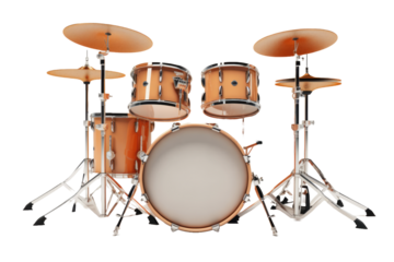  Professional Orange Drum Set with Cymbals Isolated
