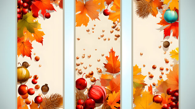 set of vertical autumn abstract banner