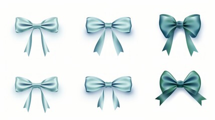 Generative AI set of different blue ribbons, on a white isolated background